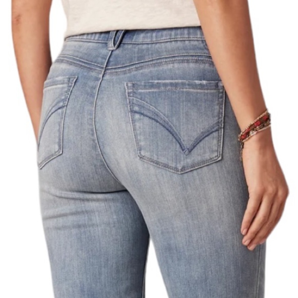 Democracy # 12 Luxe Touch High Rise Slim Straight frayed eyelash hem Jean
